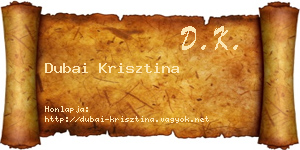 Dubai Krisztina névjegykártya